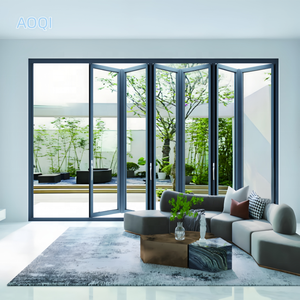 Cửa gấp cách âm đôi lá nhôm khung kính hai lớp có thể gập lại/trượt cơ chế mở đôi - Product Image 1