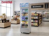 Réfrigérateur commercial pour boissons, vitrine à porte simple, réfrigérateur vertical en verre, éclairage LED, contrôle numérique de la température, refroidissement par air