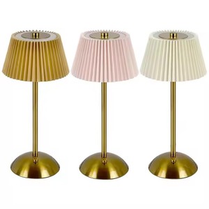 Nieuwe Draadloze Tafellamp Oplaadbare Stof Metalen Bureaulamp Met Geplooide Kap Voor Thuisbar - Product Image 1