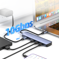 Adaptor HUB USB 3.2 5-in-1 100W Pengisian Cepat Aluminium USB-C 5-Port 10Gbps Gen 2+PD untuk Laptop Docking Station Tersedia