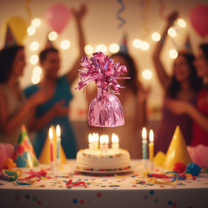 Ballons de fête rose lestés pour décorations d'anniversaire, offrant une stabilité et une esthétique améliorées - Product Image 2