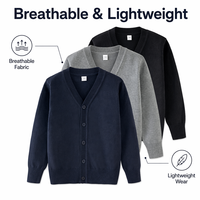 Cárdigan de punto con cuello en V para niños y niñas, chaqueta de manga larga transfronteriza disponible en tallas M y L para primavera y otoño
