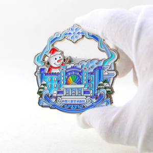 Imán de nevera de metal de doble cara con diseño de la Famosa Gran Ópera, recuerdo turístico cultural de la ciudad, lugar turístico creativo - Product Image 1