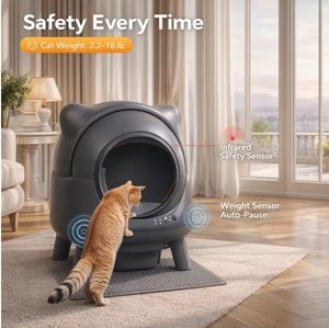 Bac à litière automatique intelligent pour chat de grande capacité 50L, auto-nettoyant, capteur de sécurité infrarouge, nettoyage facile, contrôle des odeurs pour tous les chats - Product Image 2