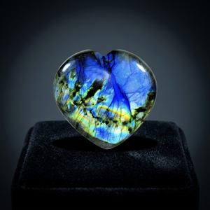 Prix d'usine en gros, haute qualité, certifié IGI, pierre précieuse naturelle labradorite cœur 12 mm, vert fin, diamant noir arc-en-ciel - Product Image 3