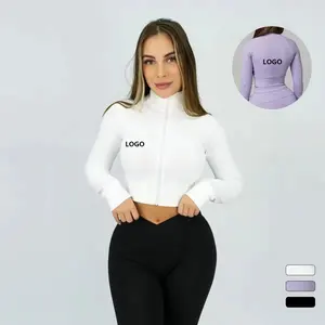 Básico Essencial Quick Dry Soft Comfort Training Running Sweatshirt Compressão Fit Cropped Top Zip Up Sweatshirt