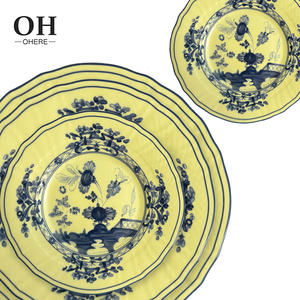 سلسلة الأزالية من السيراميك الأصفر من السيراميك من الطراز العتيق المطبوع بالأزهار طبق تزيين لحفل الزفاف - Product Image 6