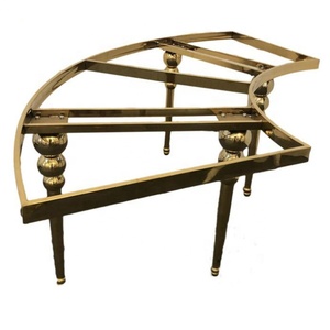 De acero inoxidable juego de comedor para banquetes y evento boda muebles ronda <span class=keywords><strong>semicircular</strong></span> en forma de S de la <span class=keywords><strong>mesa</strong></span> superior de vidrio - Product Image 4
