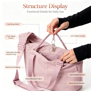 Bolsa Deportiva de Nailon Ecológica de Gran Capacidad para Mujer, con Correa Ajustable, Logotipo Impreso, para Gimnasio, Fitness, Yoga y Viajes - Product Image 1