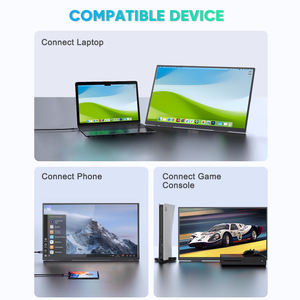 شاشة محمولة فائقة النحافة مقاس 21.5 بوصة بدقة 1080 بكسل مع منفذ USB-C ودعم VESA 180 °   شاشة سفر قابلة للتعديل بدون إطار بدقة FHD وتقنية HDR - Product Image 5