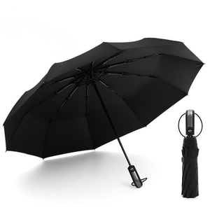 Zhejiang Umbrella Supplier Black Male Business Automatic Umbrella Sun Rain Advertising Customized Logo 3 Folding Umbrella Carton
