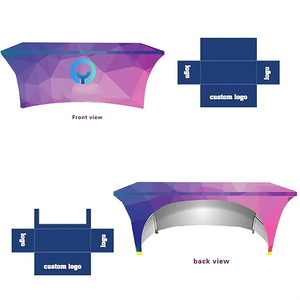 Tùy chỉnh thiết kế 96 inch bảng quảng cáo bao gồm phù hợp chặt chẽ mở trở lại góc Stretchable Khăn trải bàn cho các hoạt động ngoài trời - Product Image 6