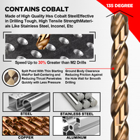 Forets hélicoïdaux à queue parallèle DIN 338 allemands HSS M35 Cobalt 5% pour acier inoxydable/acier/métal