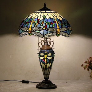 Lámpara de Mesa Tiffany Dragonfly de 16 Pulgadas de LongHuiJing, Lámpara de Vidrio con Diseño de Libélula, Estilo Moderno, para Decoración de Hotel, Lámpara de Escritorio - Product Image 3