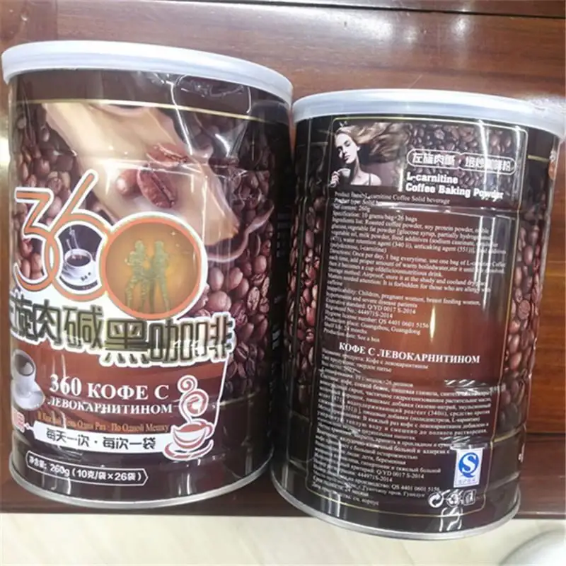 L-кармитин для похудения, 360 Черный Кофейный порошок, 100% натуральный травяной кофе для потери веса