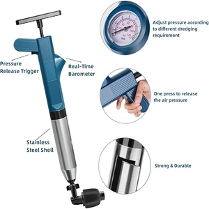 Déboucheur de toilettes puissant en acier inoxydable, déboucheur de tuyaux pneumatique haute pression, kit d'outils de débouchage à air comprimé - Product Image 6