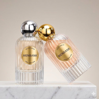 Flacon de parfum cylindrique cannelé avec bouchon rond doré – Design haut de gamme, logo personnalisé OEM et boîte en carton