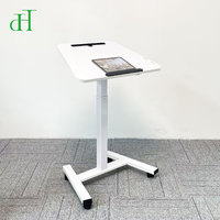 Bureau debout mobile pneumatique réglable en hauteur pour le bureau à domicile, table inclinable pour ordinateur portable avec roulettes