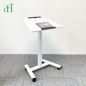Bureau debout mobile pneumatique réglable en hauteur pour le bureau à domicile, <span class=keywords><strong>table</strong></span> inclinable pour ordinateur portable avec roulettes - Product Image 4
