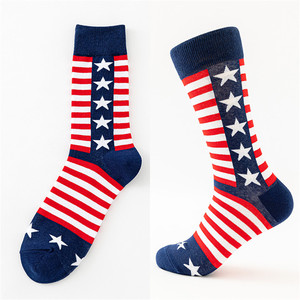 Venta al por mayor Hombres Mujeres Gran Tamaño Grande América EE. UU. Bandera Estrellas y Rayas Vestido Calcetines Algodón Moda Crew Sock - Product Image 5