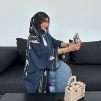 Nouveau Kimono Turc Cardigan Long Musulman Abaya Imprimé Floral Vêtement Islamique Modeste Abaya Dubaï Arabie Saoudite avec Hijab