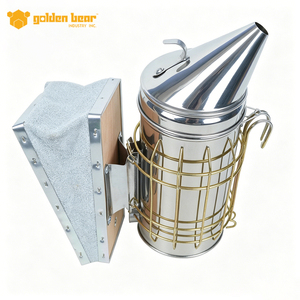 Générateur de fumée pour ruche en acier inoxydable gris Golden Bear avec bouclier thermique de protection, accessoire d'apiculture - Product Image 4