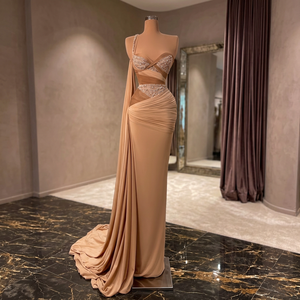 Chic <b>Satin</b> Velvet Straight Vintage Maxi Evening Party Dress Anti-Static Breathable Eco-Friendly Beaded Pattern Lace Crystal - Product Image 2