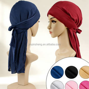 Vente en gros, livraison rapide : Foulard en satin, <span class=keywords><strong>Bonnet</strong></span>, Chapeau de pirate, Bonnets de chimiothérapie, Durag, Turban pour femmes musulmanes, couleur unie, soyeux, pour le sport et le cyclisme - Product Image 1