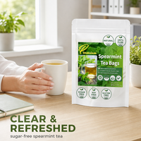 Sachets de thé aux feuilles de menthe verte OEM, 60 sachets de 2g, qualité supérieure, pur, frais, apaisant, détoxifiant, énergisant, rafraîchissant, bien-être