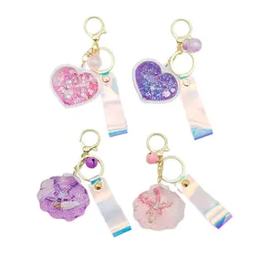 Acrylic Oil Liquid Quicksand Keychain With Kawaii Liquid Inside Floating