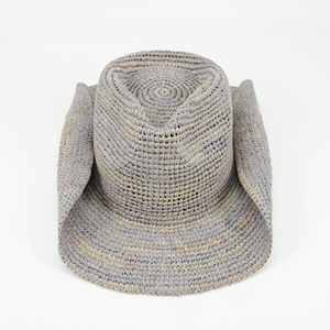 Chapeau de cowboy en paille de raphia <span class=keywords><strong>gris</strong></span> soleil adulte avec garniture de tresse pour hommes et femmes pour les activités d'été en plein air - Product Image 2
