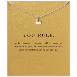 Collar con colgante de hueso de la clavícula, Gargantilla corta, corona, color dorado - Product Image 2