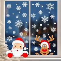 Stiker Jendela Natal BARU 2026 6 Lembar Santa yang Mengintip Rudolph Kepingan Salju Stiker Vinyl Statis Tahan Air Lapisan Matte