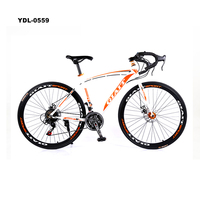 Bicicleta de Carretera de Nuevo Diseño en Oferta con Frenos de Disco Dobles, Horquilla de Aluminio y Acero, Pedales Ordinarios y 21 Velocidades
