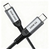Kabel USB Tipe C, USB-C 240W 5A 48V pengisian cepat kabel USB Tipe C kepo 1 2 3 meter pengisi daya Data USB kabel 3 kaki 6 kaki 10 kaki