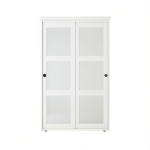 Portes de placard pliantes à 3 vitres en verre trempé dépoli blanc 16x78 po ou 18x78 po, design contemporain pour intérieur - Product Image 1