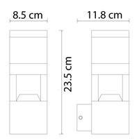 Lampe murale extérieure LED étanche en aluminium moulé sous pression, carrée noire, avec diffuseur en polycarbonate pour jardin et villa