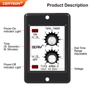 Relais temporisé cyclique <span class=keywords><strong>ATDV</strong></span> Y à double temporisation réglable de 3 secondes à 60 minutes AC220V Relais temporisé - Product Image 3