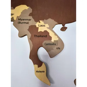 Customized 3D Wood Trick Wooden World Map For Wall Decor