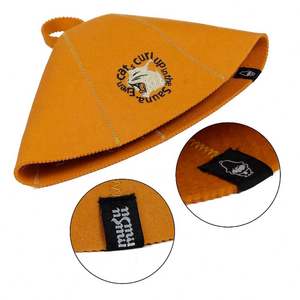 Gorro de Sauna de lana al por mayor con logotipo personalizado gorro de lana de Color naranja para Sauna - Product Image 3