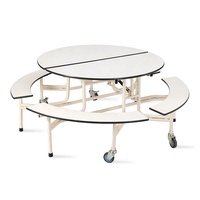 Ensemble Table à Manger Mobile en Bois avec 4 Chaises, Table et Chaise de Cantine Scolaire Modernes, Tables à Manger Pliantes