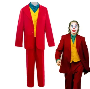 Red Suit Halloween Party Carnival Suit Stage Performance Clown Cosplay Men Costume Joker Costume for Adult