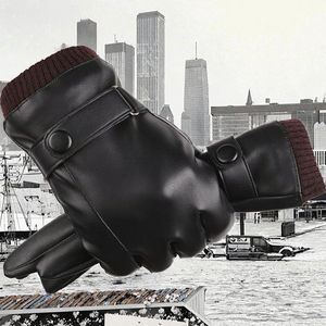 Guantes de Invierno con Pantalla Táctil a Rayas al por Mayor para Hombre y Mujer, de Cuero PU, Resistentes al Viento, Cálidos, para Uso Doméstico - Product Image 3