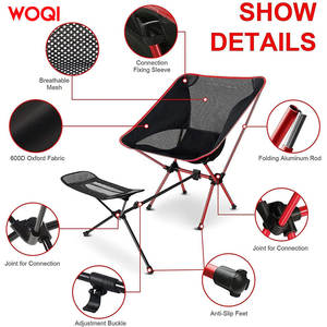 Silla de playa plegable portátil Woqi para exteriores, taburete de camping para adultos con reposapiés y bolsa de transporte - Product Image 2