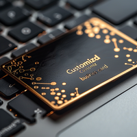 Cartes de visite professionnelles en métal noir et or de haute qualité, 0,8 mm, design personnalisé, carte en aluminium vierge pour gravure au laser