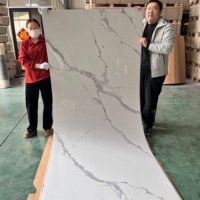 Lámina de PVC Brillante con Efecto Mármol, Lámina de PVC con Recubrimiento UV para Paneles de Pared Interiores, Decoración de Baños