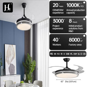 708 Household Simplicity Tri Color 42 Inch <b>Modern</b> <b>Ceiling</b> <b>Fan</b> LED Lamp 110 220V Invisible Blade Remote Control - Product Image 6