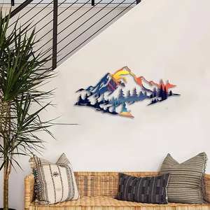 Art mural en fer forgé personnalisable, scène de montagne, décoration murale ouverte, paysage, ornement suspendu, pour la maison, Pâques, mariage, baptême - Product Image 2
