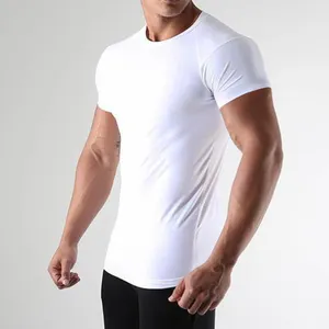 廉价经典t恤肌肉贴合空白高级白色男式t恤运动服制造商