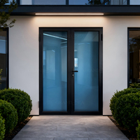 Portes d'entrée françaises en aluminium et verre trempé Crittall pour intérieur résidentiel